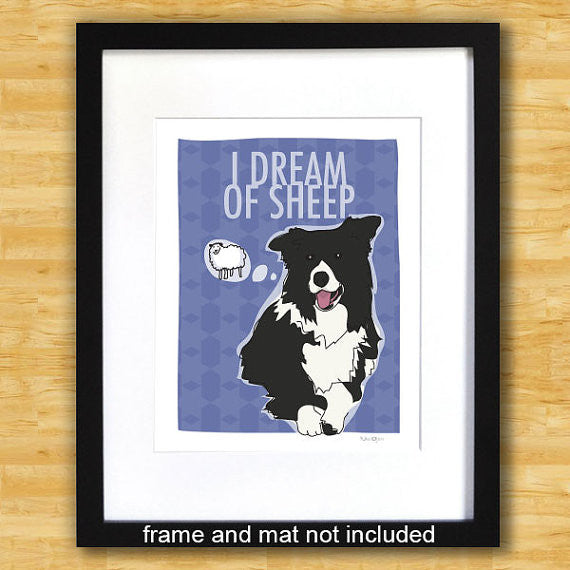 Border Collie Art Print - I Dream of Sheep