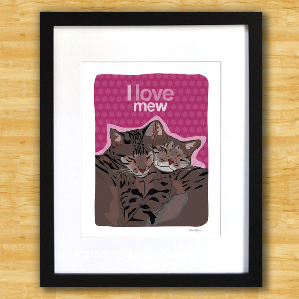 Cat Art Print - I Love Mew