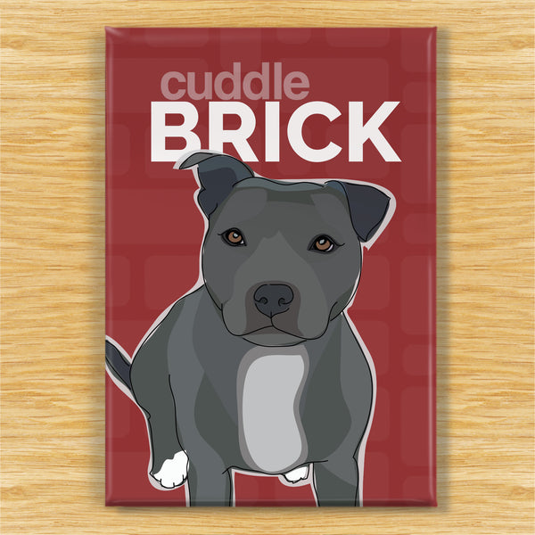 Staffordshire Terrier Magnet - Cuddle Brick - Black Staffy