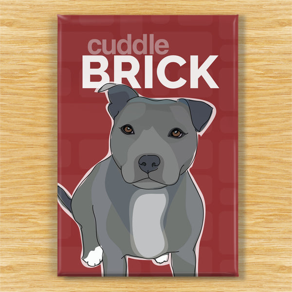 Staffordshire Terrier Magnet - Cuddle Brick - Blue Staffy