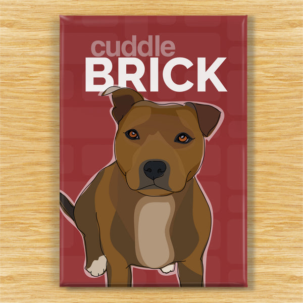 Staffordshire Terrier Magnet - Cuddle Brick - Brown Staffy