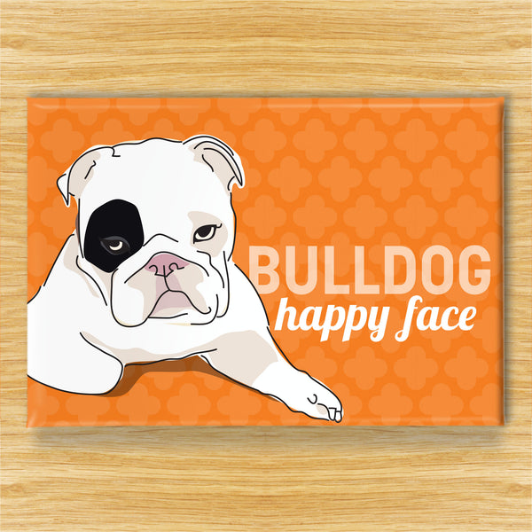 Bulldog magnet - bulldog happy face