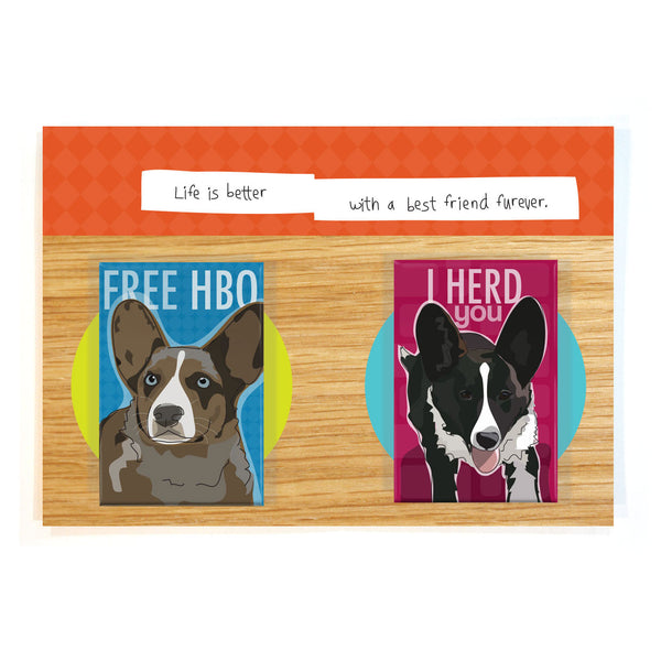 Cardigan Corgi Dog Magnet Four Pack