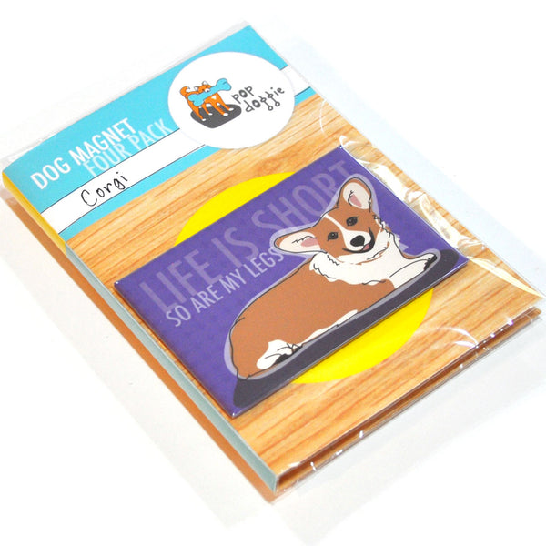 Corgi Dog Magnet Four Pack - Red