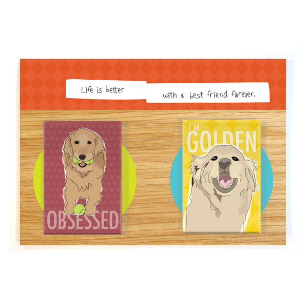 Golden Retriever Dog Magnet Four Pack