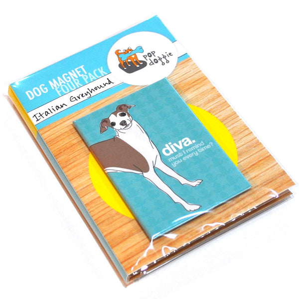 Italian Greyhound Dog Magnet Four Pack