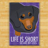 Dachshund Magnet - Life is Short - Black and Tan