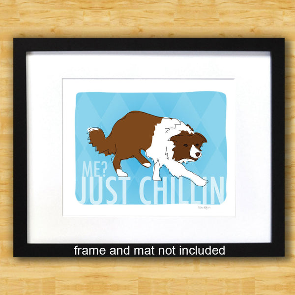 Border Collie Art Print - Just Chillin - Red Brown Border Collie