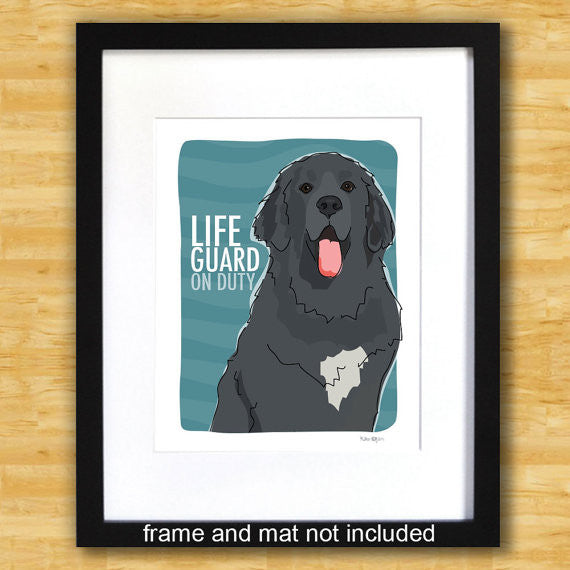 Newfoundland Art Print - Lifeguard on Duty - Black Newfie