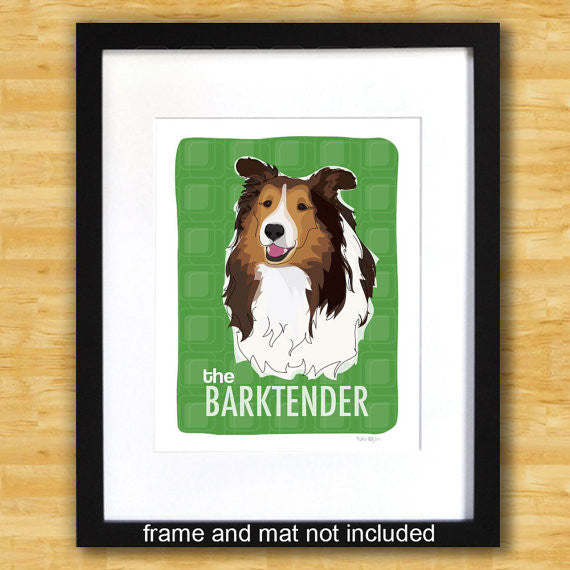 Sheltie Art Print - The Barktender - Shetland Sheepdog