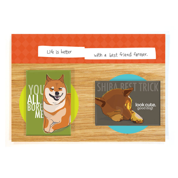 Shiba Inu Dog Magnet Four Pack I